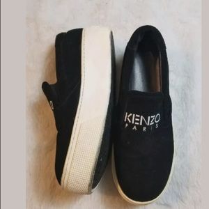Kenzo Paris Platform Black Suede Flat Sneakers